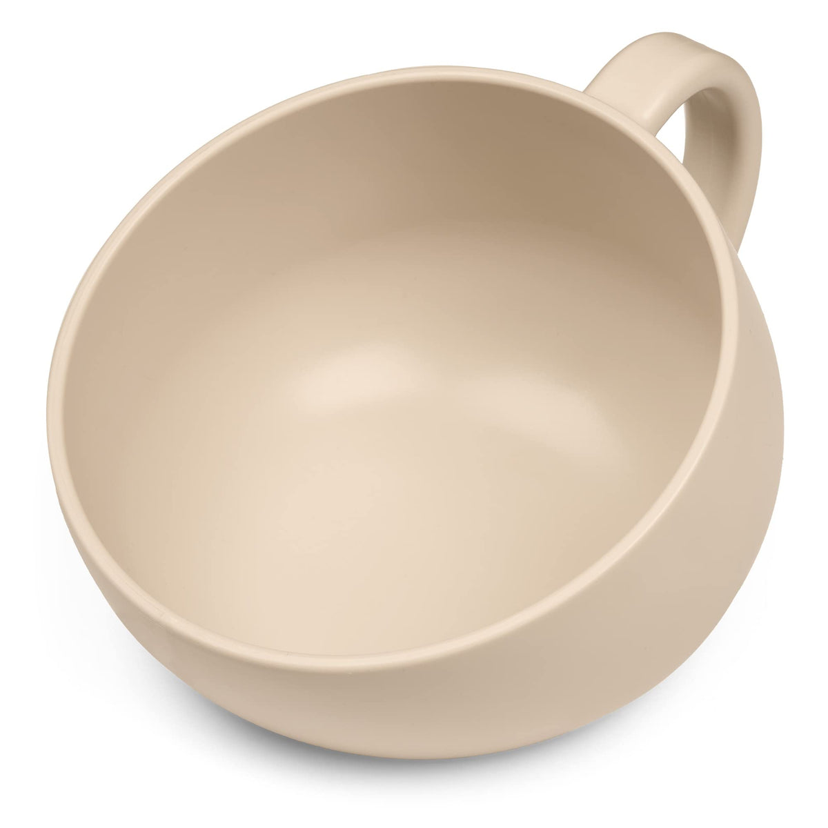 The Daily Bowl seen from above, showing the raised back and the side handle